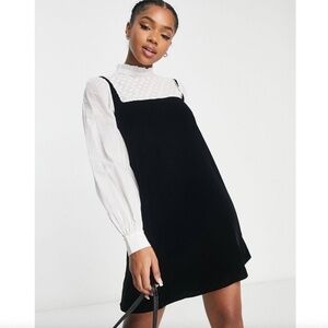 & Other Stories Embellished Velvet Babydoll Mini Dress